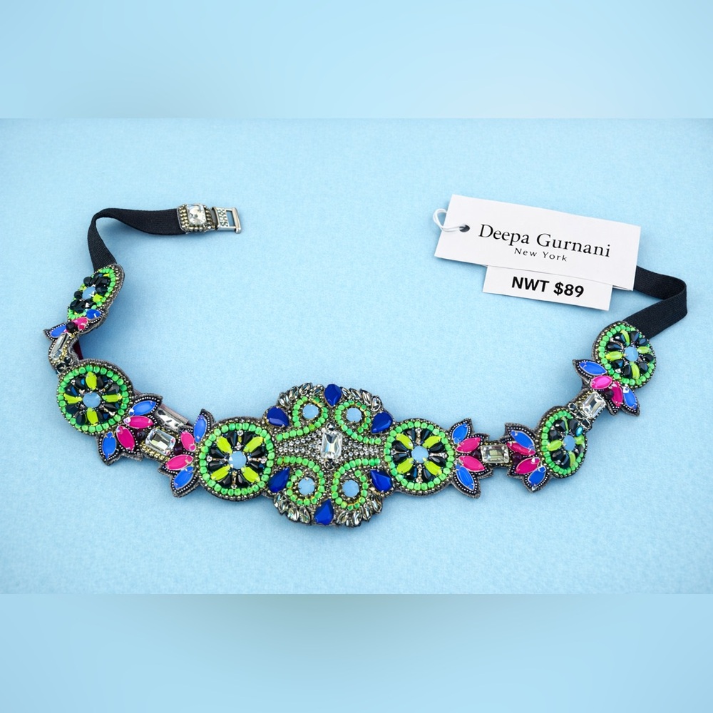 Deepa Gurnani Embellished Belt M/L | Beaded Statement | NWT